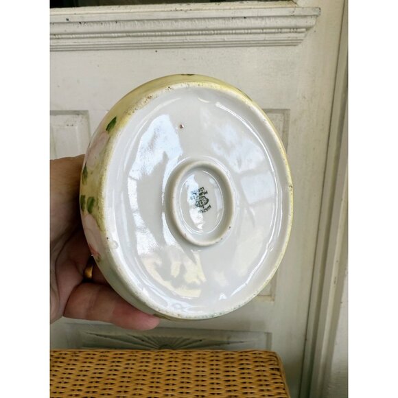 Antique 30's Austria Hand-Painted Floral Porcelain Basket With Gold Handle - Picture 11 of 14